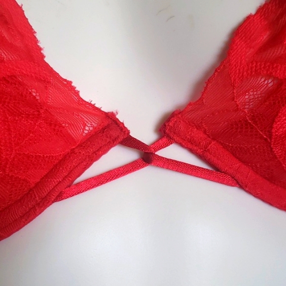 Vtg 90s Victorias Secret Sexy Red Lace Set Bra & Underwear ♥ Size 36B - Picture 6 of 16